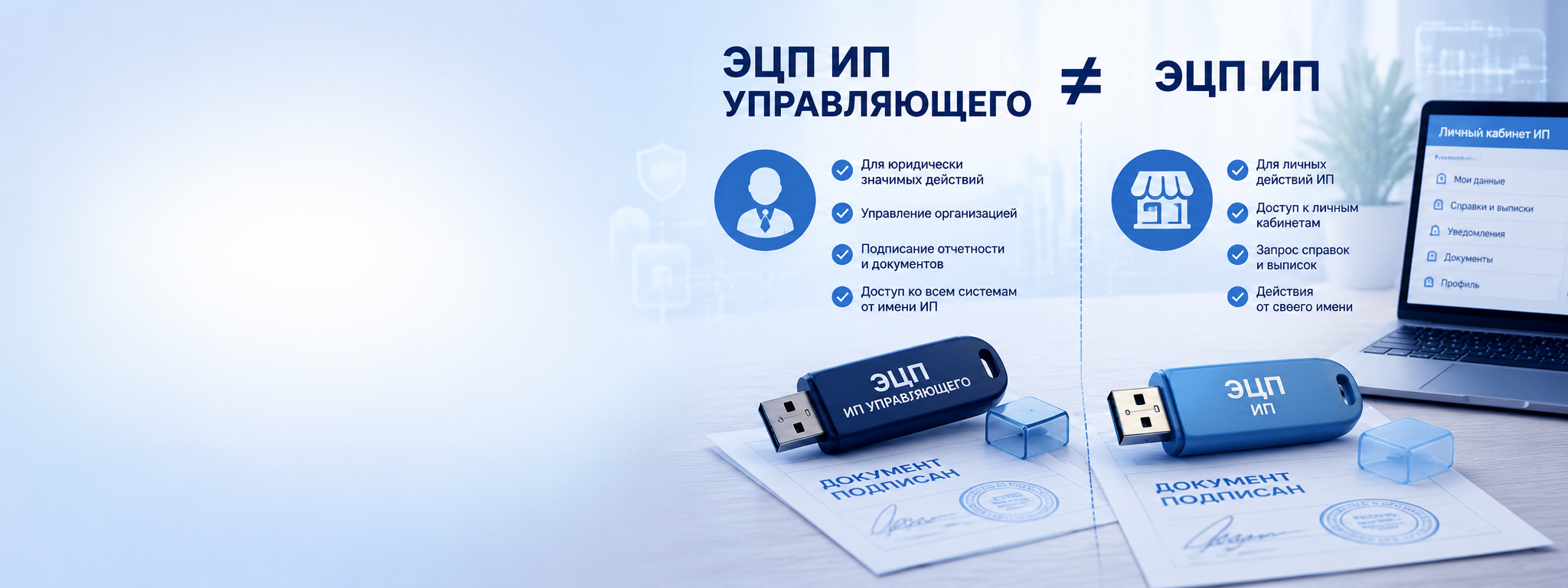 ЭЦП Управляющего ИП и ЭЦП ИП